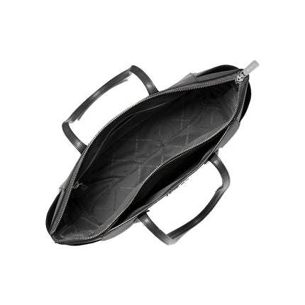 Michael Kors Women's Marilyn Medium Saffiano Leather Tote Bag Black/Silver