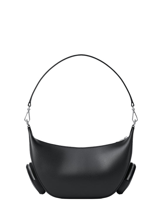 Michael Kors Women's Merritt Medium Pebbled Leather Convertible Shoulder Bag Black/Silver