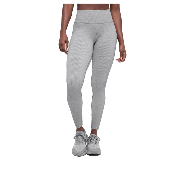 alo Women's Seamless High-Waist Two Tone Rib Legging Light Misty Grey Heather