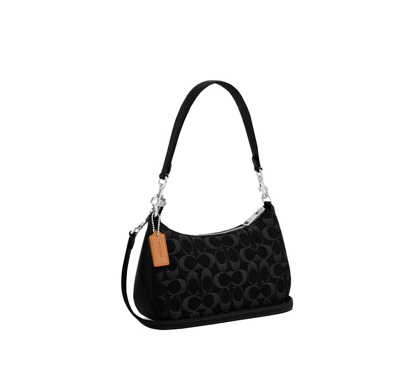 Coach Women's Teri Shoulder Bag In Signature Denim Silver/Black