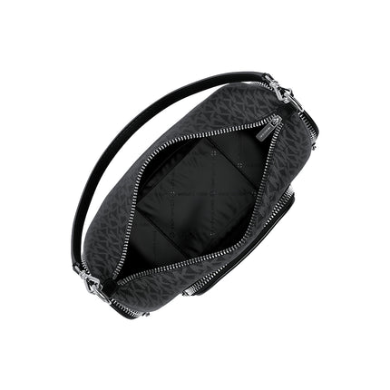 Michael Kors Women's Merritt Small Signature Logo Convertible Shoulder Bag Black/Silver