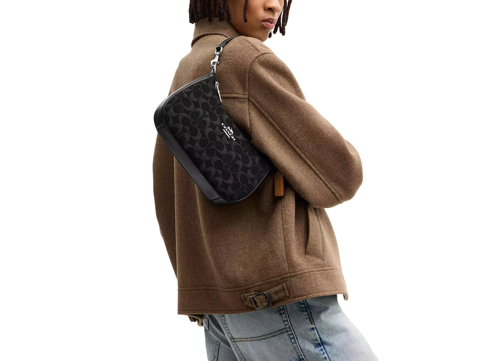 Coach Women's Teri Shoulder Bag In Signature Denim Silver/Black