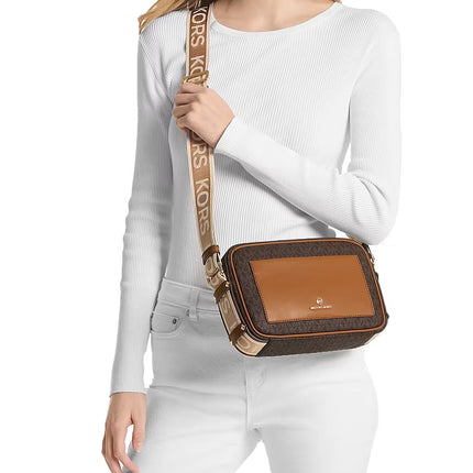 Michael Kors Women's Maeve Large Signature Crossbody Bag Brown/Acorn/Gold
