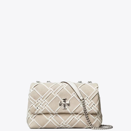 Tory Burch Women's Small Kira Woven Canvas Convertible Shoulder Bag Natural / Blanc