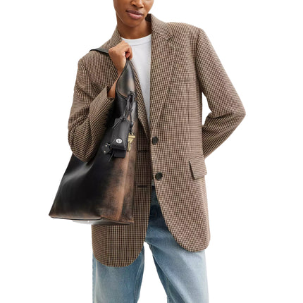 Coach Women's Brooklyn Shoulder Bag 39 In Loved Leather Silver/Black Brown