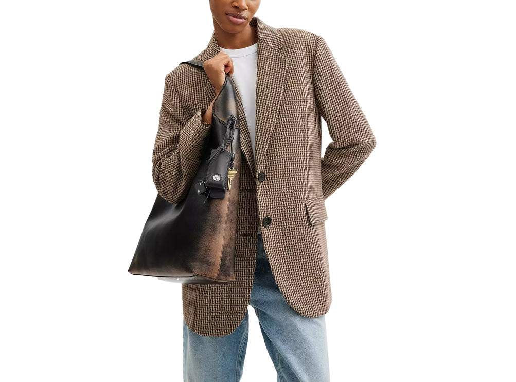 Coach Women's Brooklyn Shoulder Bag 39 In Loved Leather Silver/Black Brown