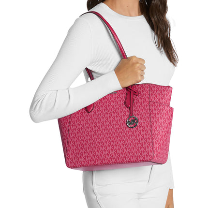 Michael Kors Women's Marilyn Medium Signature Logo Tote Bag Dark Raspberry