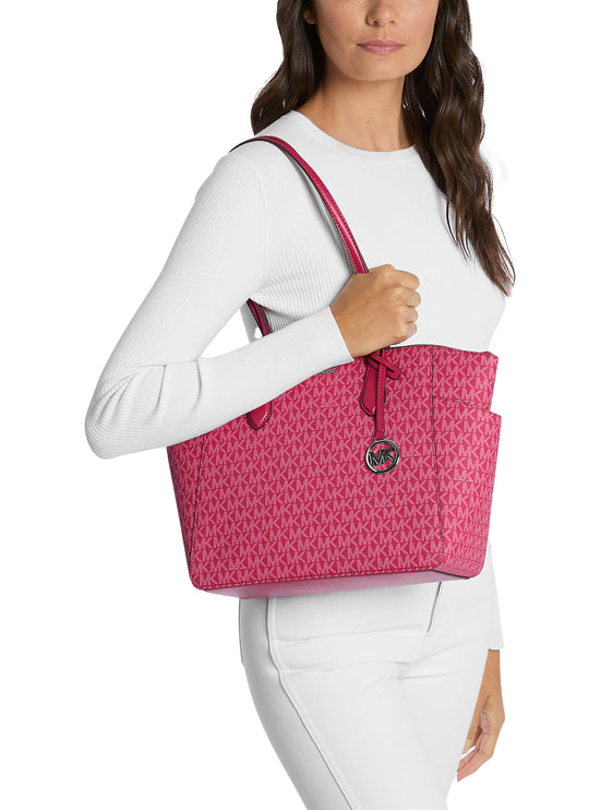 Michael Kors Women's Marilyn Medium Signature Logo Tote Bag Dark Raspberry
