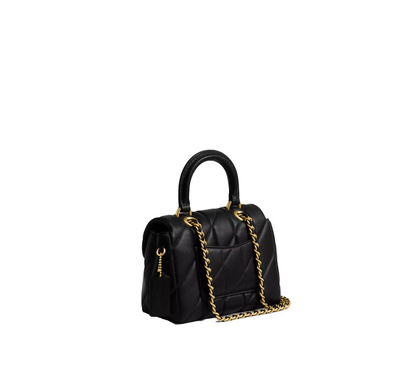 Coach Women's Tabby Top Handle Bag With Quilting Brass/Black