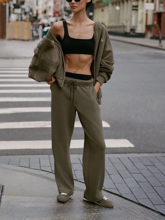 alo Women's Accolade Straight Leg Sweatpant Olive Tree