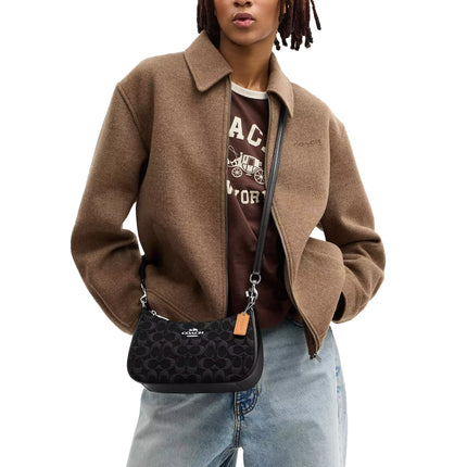 Coach Women's Teri Shoulder Bag In Signature Denim Silver/Black