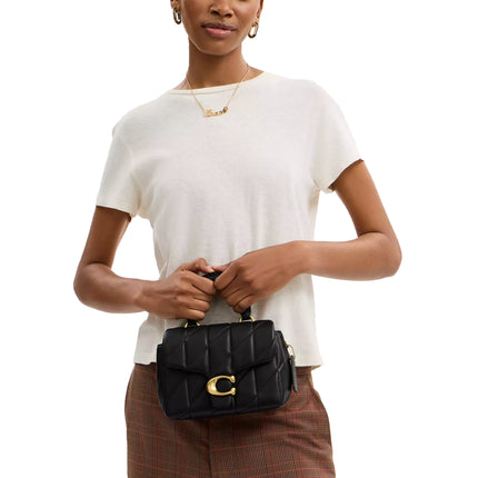 Coach Women's Tabby Top Handle Bag With Quilting Brass/Black