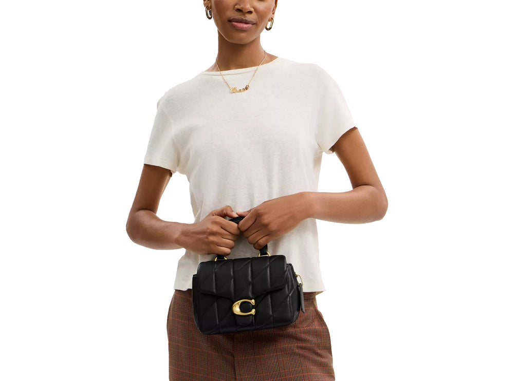 Coach Women's Tabby Top Handle Bag With Quilting Brass/Black