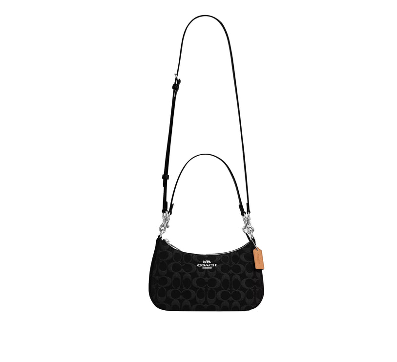 Coach Women's Teri Shoulder Bag In Signature Denim Silver/Black