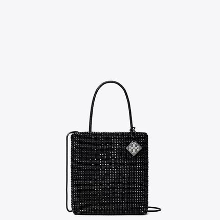 Tory Burch Women's Night Owl Crystal-Embellished Mini Tote Black