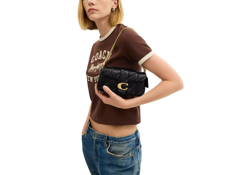 Coach Women's Tabby Chain Crossbody Bag 19 With Quilting Brass/Black