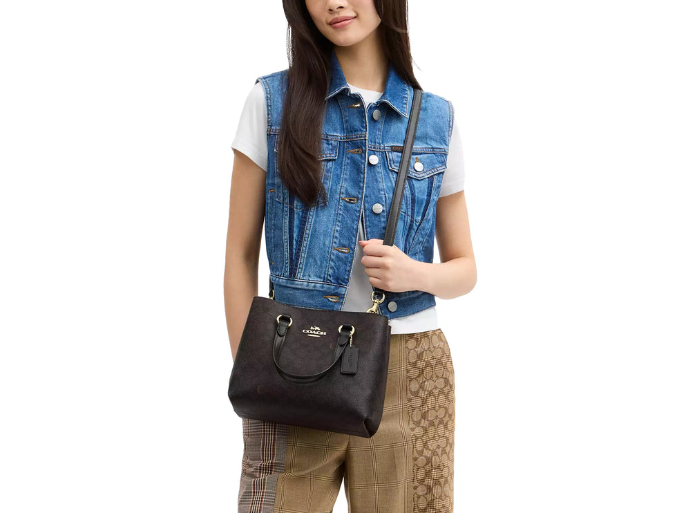 Coach Women's Station Carryall Bag In Signature Canvas Gold/Walnut/Black