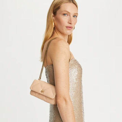 Tory Burch Women's Mini Kira Diamond Quilt Flap Bag Apricot