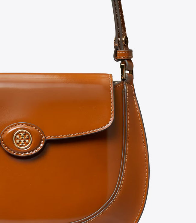Tory Burch Women's Robinson Spazzolato Small Flap Bag DARK SIENNA