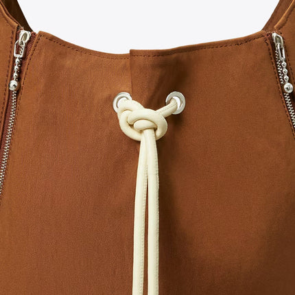 Tory Burch Women's Spaghetti Strap Large Zip Bucket Bag BOURBON VANILLA / French Cream