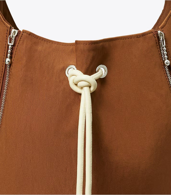 Tory Burch Women's Spaghetti Strap Large Zip Bucket Bag BOURBON VANILLA / French Cream