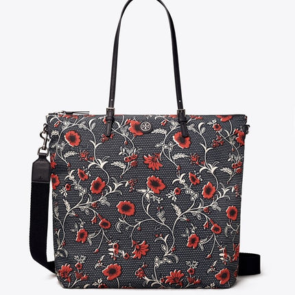 Tory Burch Women's Printed Nylon Tote Bag RETRO BLOCK PRINT