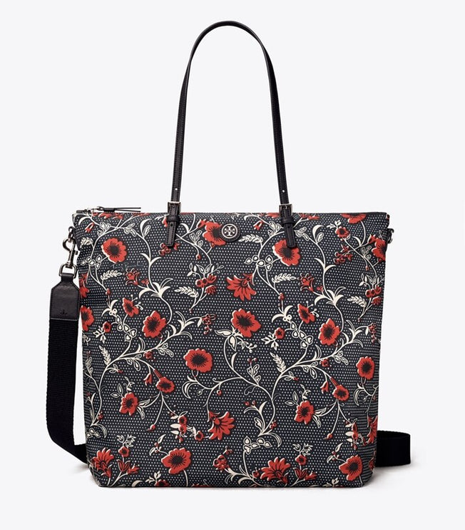 Tory Burch Women's Printed Nylon Tote Bag RETRO BLOCK PRINT