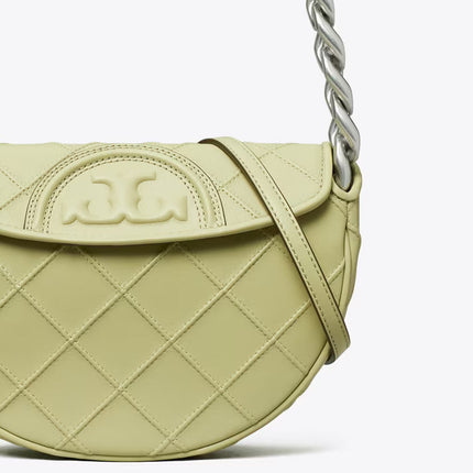 Tory Burch Women's Mini Fleming Soft Crescent Bag Olive Sprig