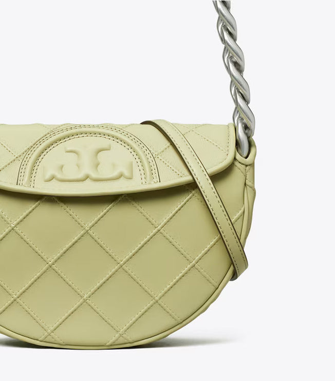 Tory Burch Women's Mini Fleming Soft Crescent Bag Olive Sprig