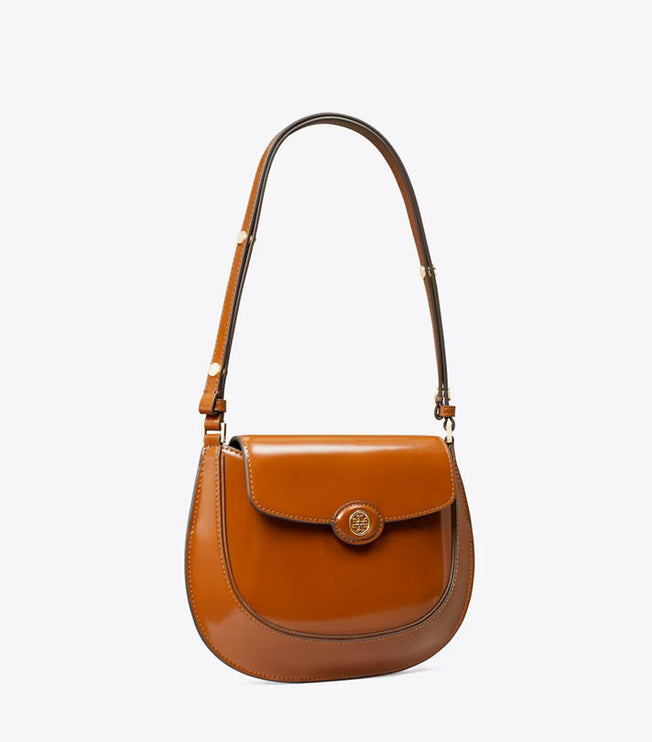 Tory Burch Women's Robinson Spazzolato Small Flap Bag DARK SIENNA