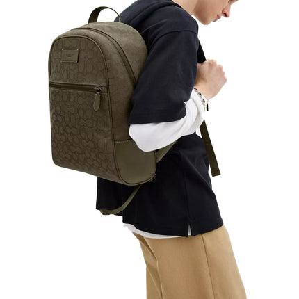 Coach Unisex Theo Backpack In Signature Jacquard Olive Drab