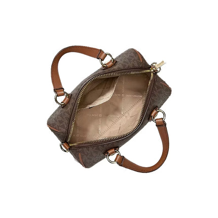 Michael Kors Women's Grayson Small Signature Logo Duffel Crossbody Bag Brown/Gold