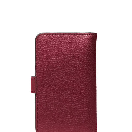 Michael Kors Women's Jet Set Travel Medium Pebbled Leather Wallet Maroon
