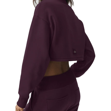 alo Women's Cropped Serenity Coverup Rich Bordeaux