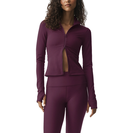 alo Women's Airlift Winter Warm Radiant Full-Zip Jacket Rich Bordeaux