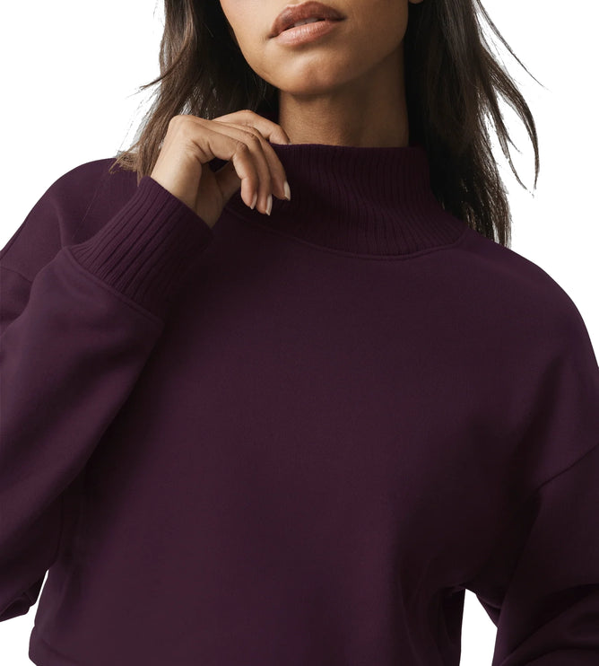 alo Women's Cropped Serenity Coverup Rich Bordeaux