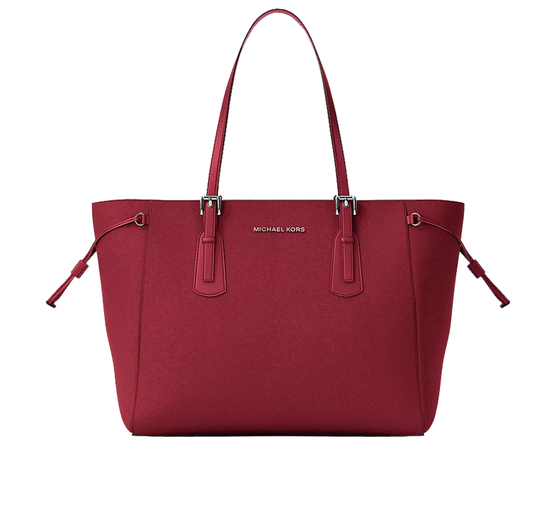 Michael Kors Women's Voyager Large Saffiano Leather Tote Bag Maroon