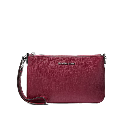Michael Kors Women's Jet Set Small Pebbled Leather Convertible Wristlet Maroon