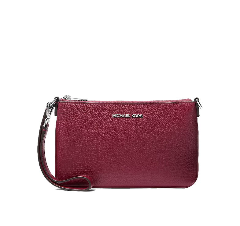 Michael Kors Women's Jet Set Small Pebbled Leather Convertible Wristlet Maroon
