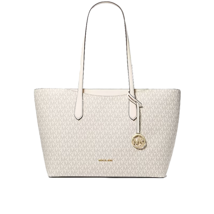 Michael Kors Women's Arden Large Signature Logo Tote Bag Light Cream Multi