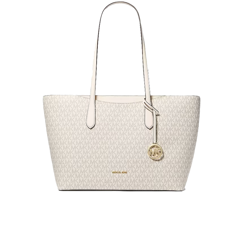 Michael Kors Women's Arden Large Signature Logo Tote Bag Light Cream Multi
