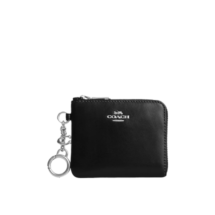 Coach Women's Small Corner Zip Wallet Silver/Black