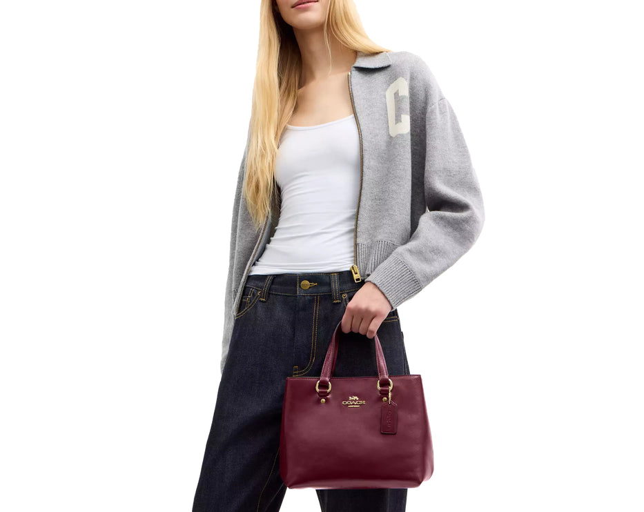 Coach Women's Station Carryall Bag Gold/Dark Cherry