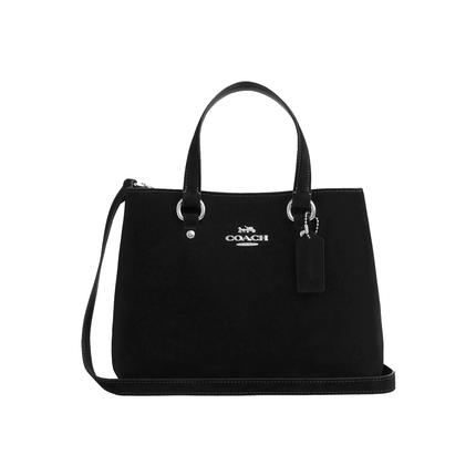 Coach Women's Station Carryall Bag Suede/Silver/Black