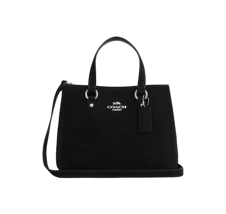 Coach Women's Station Carryall Bag Suede/Silver/Black