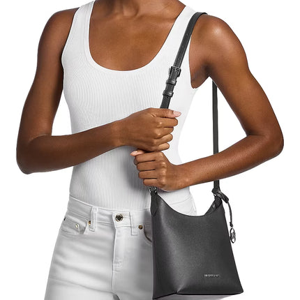 Michael Kors Women's Maya Small Signature Logo Crossbody Bag Black/Silver