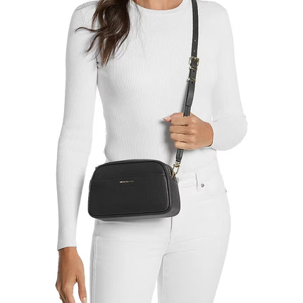 Michael Kors Women's Jet Set Small Leather Camera Crossbody Bag Black