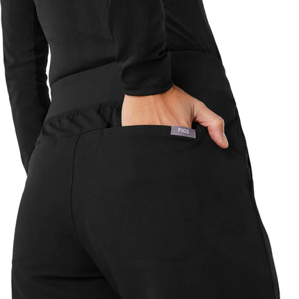 FIGS Women's High Waisted Isabel Wide Leg Scrub Pants Black