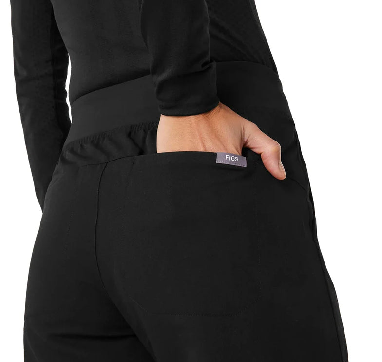 FIGS Women's High Waisted Isabel Wide Leg Scrub Pants Black