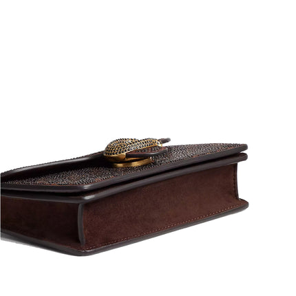 Coach Women's  Tabby Chain Crossbody Bag 19 With Crystal Signature Brass/Dark Chocolate